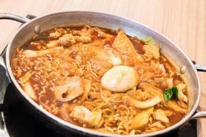 Tokpokki - traditional Korean food, hot pot style. photo