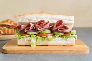 Ham and salad submarine sandwich photo