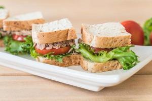 Tuna sandwich on the table photo