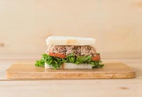 Tuna sandwich on wood board photo