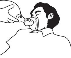 close-up hand using respiratory sopport mask vector