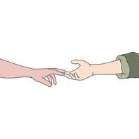 hand holding gesture, flat colorful illustration for friendship day. vector