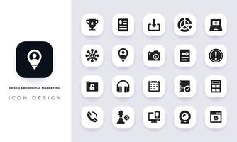 Minimal flat seo and digital marketing icon pack.