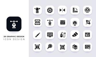 paquete de iconos de diseño gráfico plano mínimo. vector