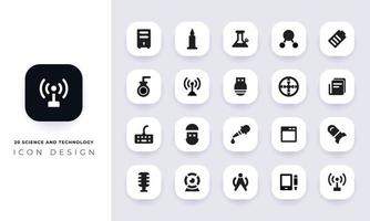 Minimal flat science and technology icon pack vector