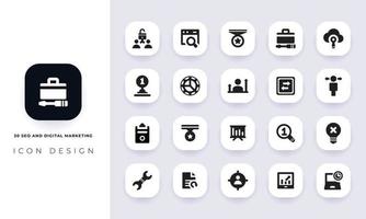 Minimal flat seo and digital marketing icon pack. vector