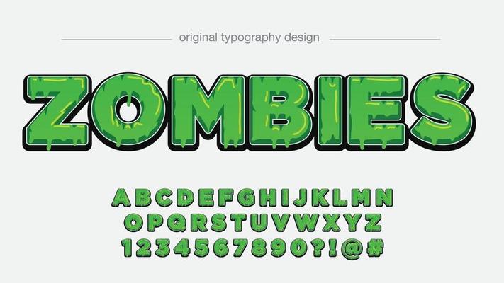 green dripping 3d cartoon typography