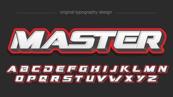 Red outline italic white 3d sports typography vector