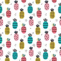 Hand drawn pineapples pattern vector