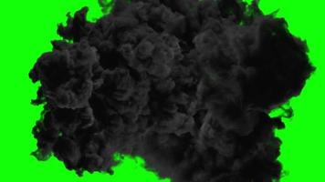 explosão de bomba na tela verde. Ilustração 3D