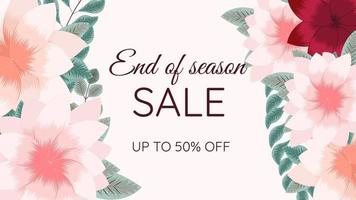 Venta de fin de temporada banner de moda flores florales para fin de semana, vacaciones vector