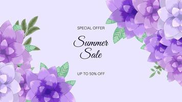 Colorful Floral Summer Sale background, flower template for banner vector