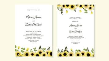 Beautiful flowers Wedding marriage invitation card frame set template vector