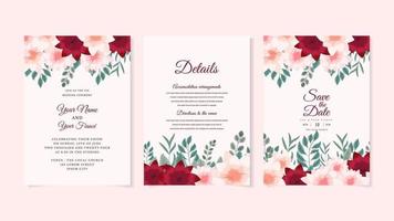 Modern floral wreath wedding invitation card template premium flower vector