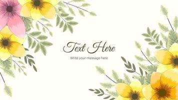 Horizontal floral banner background decorated with flowers border vector