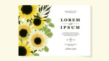 floral wreath wedding invitation card template with premium flowers vector