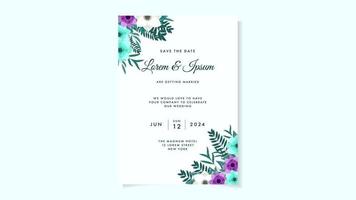 flor de tarjeta de invitación de boda floral. guarda la fecha, rsvp gracias vector