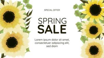 Modern Spring Sale Floral Flowers banner offer discount. vector
