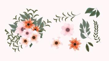 colección de elementos florales flores de primavera elementos de clip art detallados vector