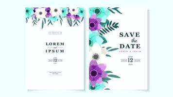 Marriage invitation card cute flowers Wedding floral vector template