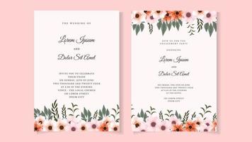 botanic wedding nuptials invite card template wild flowers foliage vector