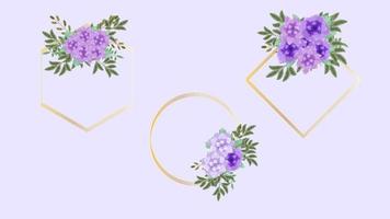 Floral Bouquet frame vintage flowers Greeting Card, Wedding, social vector