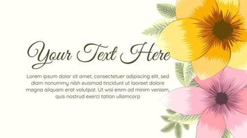 Blooming flower floral background template with place for your text vector