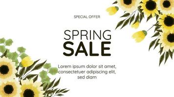 Spring sale banner template. abstract floral background with flowers vector