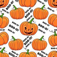 Halloween pumpkin seamless pattern on white background vector