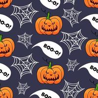 Halloween pumpkin seamless pattern on violet background