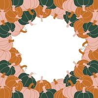 Autumn frame with pumpkins isolated on transparent background vector