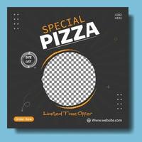 Food menu and delicious pizza social media banner template vector