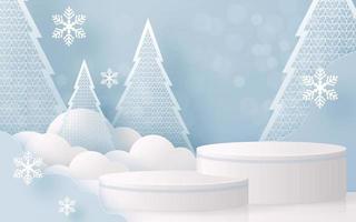 Christmas and New Year podium background vector design