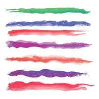 Various strokes of color paint on white background - Vector