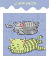 jigsaw puzzle game of 2 cats are lazy vector