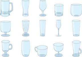 Different types of drinking glasses collection vector illustration