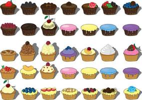 Muffin capcake types collection vector illustration
