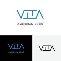 logotipo de ambigram de la letra inicial de vita vector