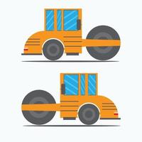 asphalt tractor isometric design with orange color vector