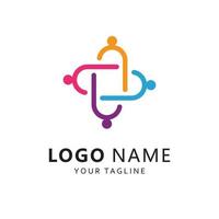 plantilla de icono de vector de logotipo de atención comunitaria y adopción