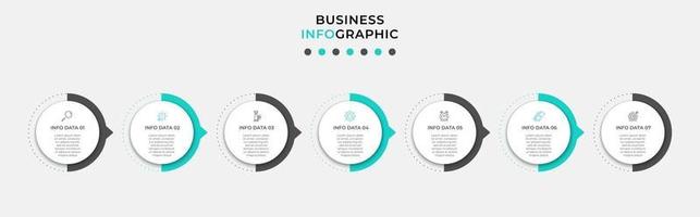 Plantilla de diseño infográfico con iconos y 7 opciones o pasos. vector