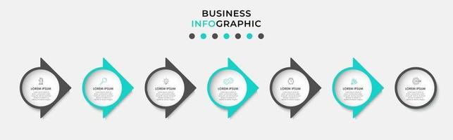 Plantilla de diseño infográfico con iconos y 7 opciones o pasos. vector