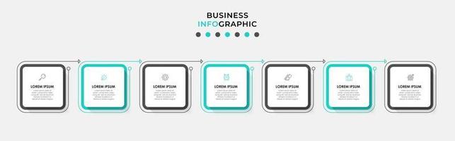 Plantilla de diseño infográfico con iconos y 7 opciones o pasos. vector