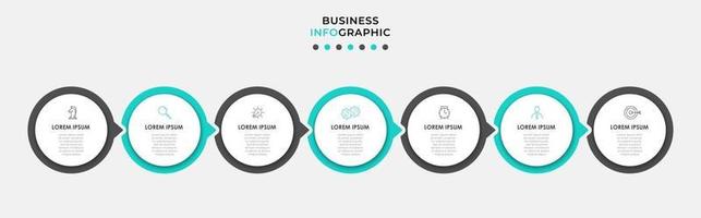 Plantilla de diseño infográfico con iconos y 7 opciones o pasos. vector