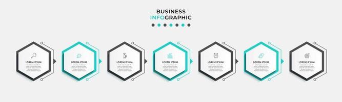 Plantilla de diseño infográfico con iconos y 7 opciones o pasos. vector