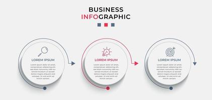 Plantilla de diseño infográfico con iconos y 3 opciones o pasos. vector