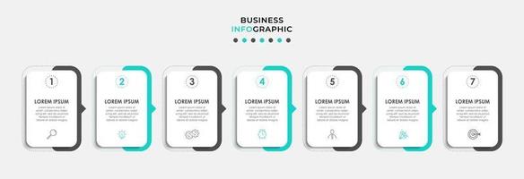 Plantilla de diseño infográfico con iconos y 7 opciones o pasos. vector