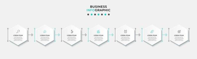 Plantilla de diseño infográfico con iconos y 7 opciones o pasos. vector