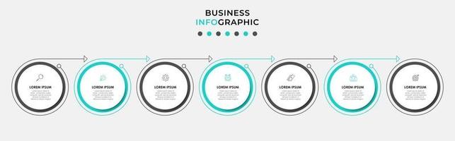 Plantilla de diseño infográfico con iconos y 7 opciones o pasos. vector