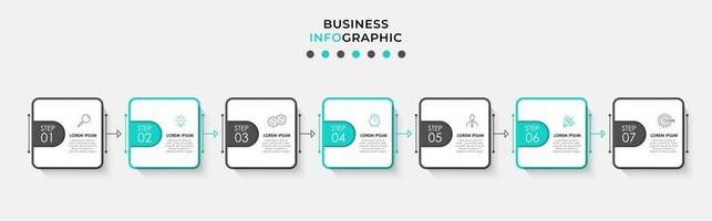 Plantilla de diseño infográfico con iconos y 7 opciones o pasos. vector